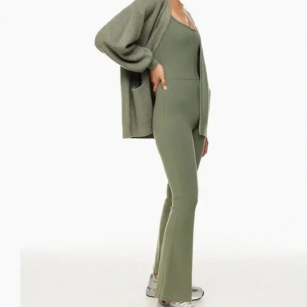 Aritzia Sage Green Flare Jumpsuit